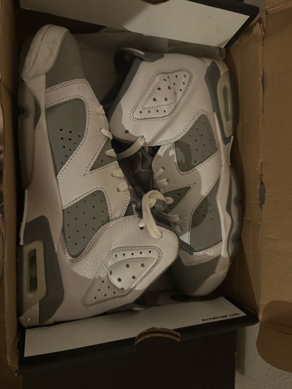 Jordan Retro 6 White and Gray Men's Sneakers